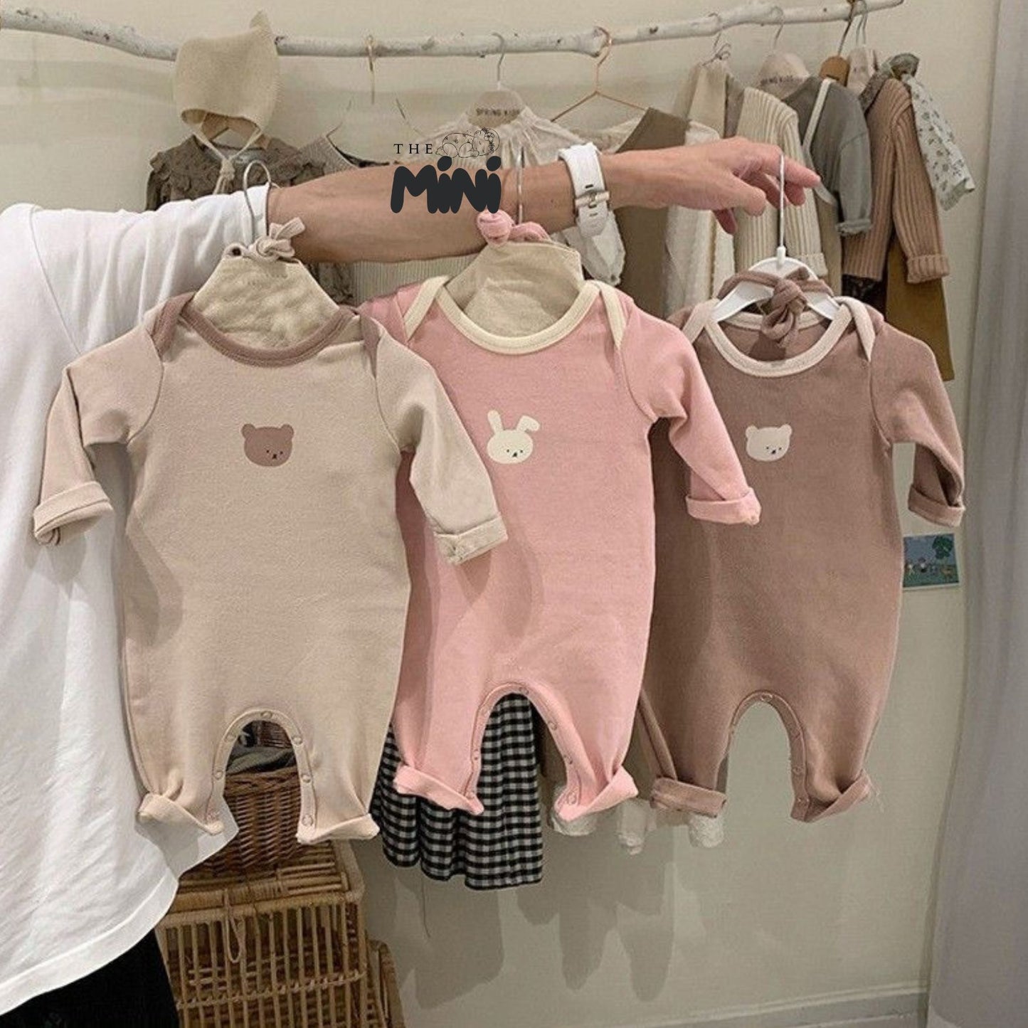 Set thỏ iu - 2 món bodysuit tay dài kèm nón - M011A