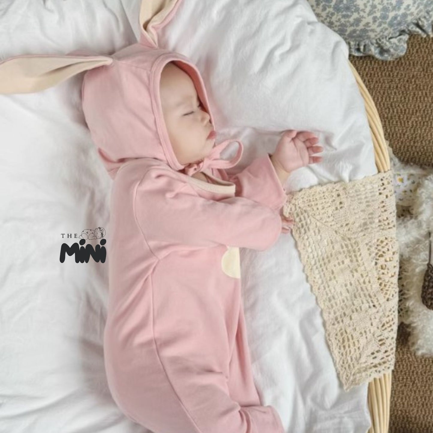 Set thỏ iu - 2 món bodysuit tay dài kèm nón - M011A