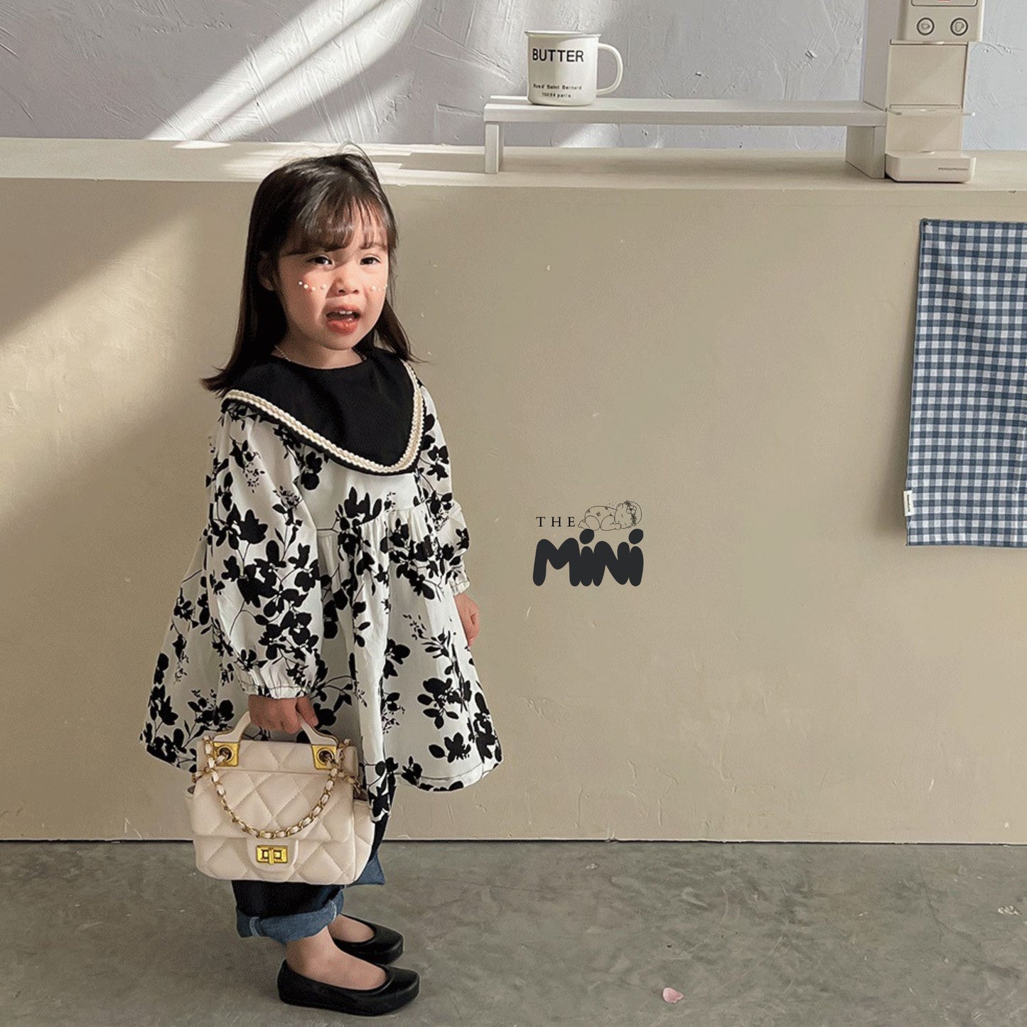 Váy hoa nhí style Pháp - Đen - A086