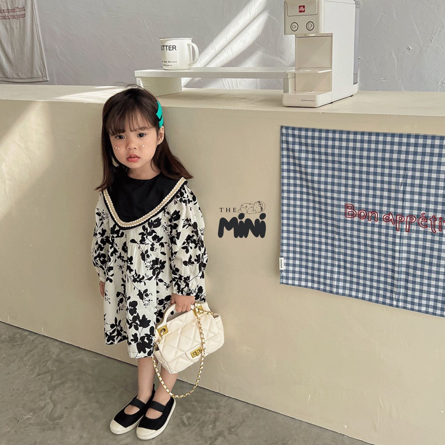 Váy hoa nhí style Pháp - Đen - A086