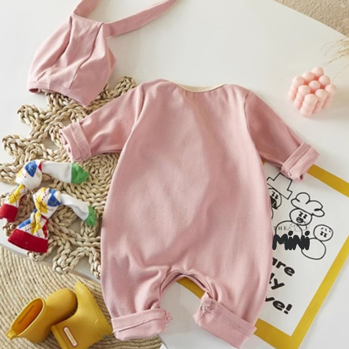 Set thỏ iu - 2 món bodysuit tay dài kèm nón - M011A