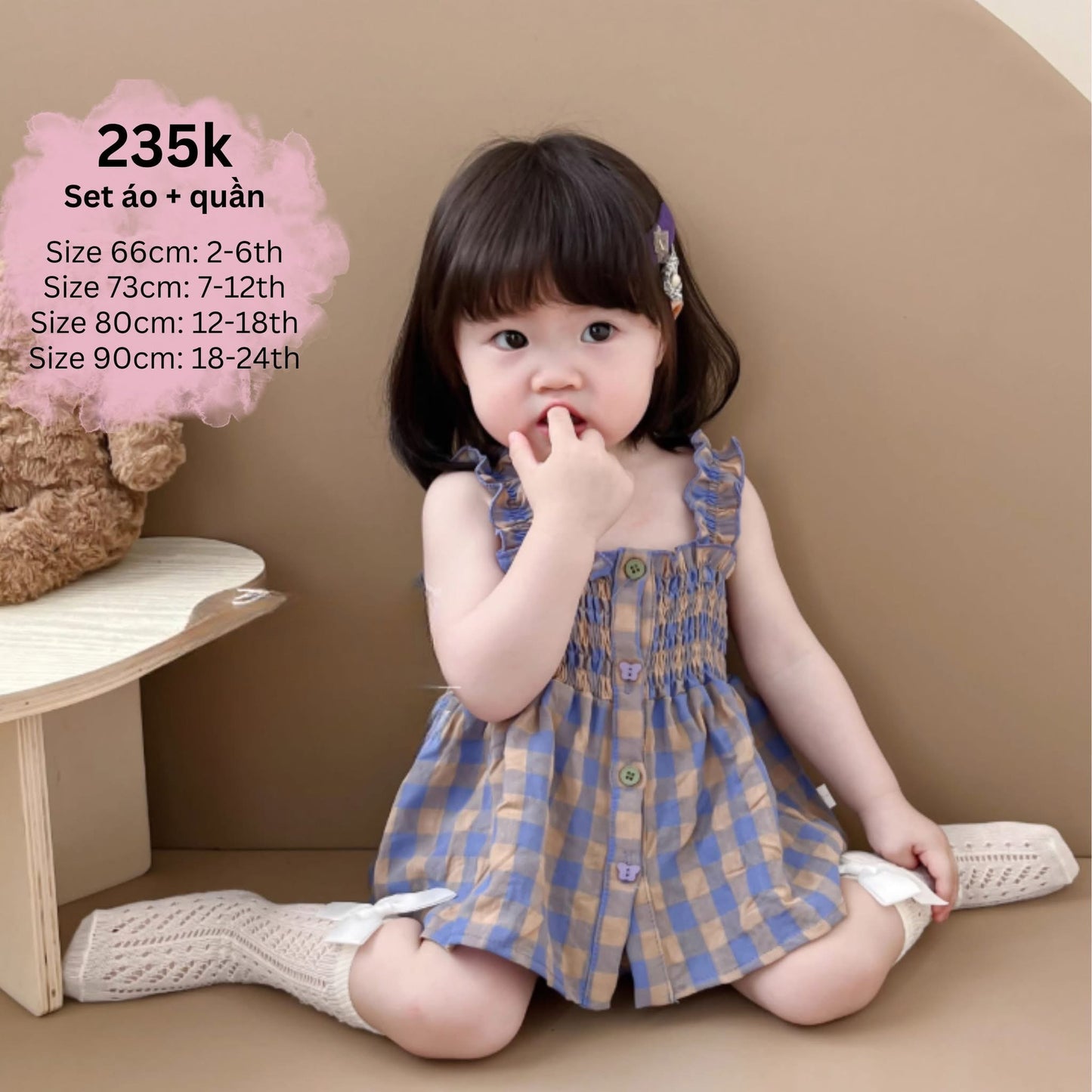 Set caro tím cho bé gái A092