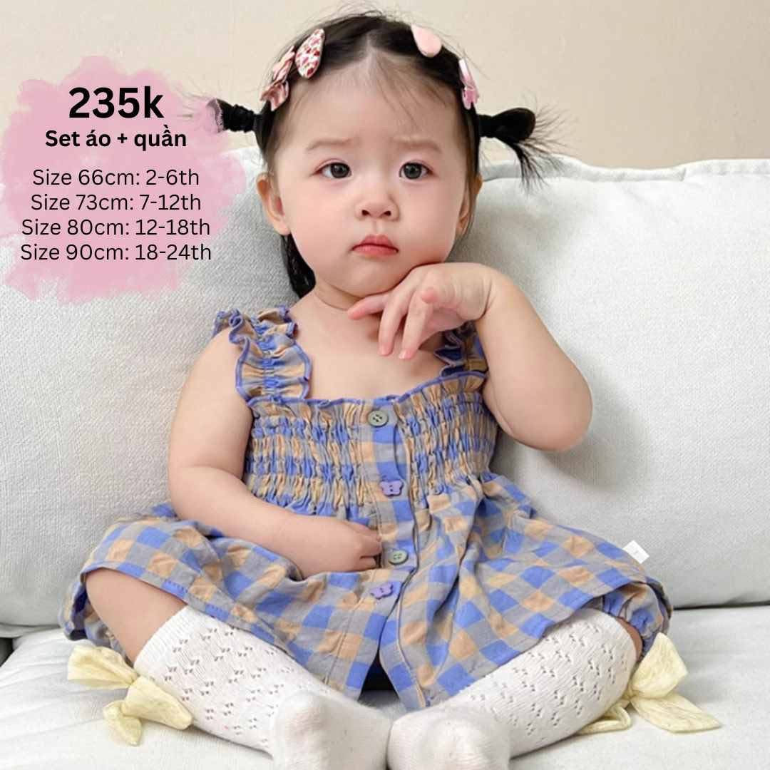 Set caro tím cho bé gái A092