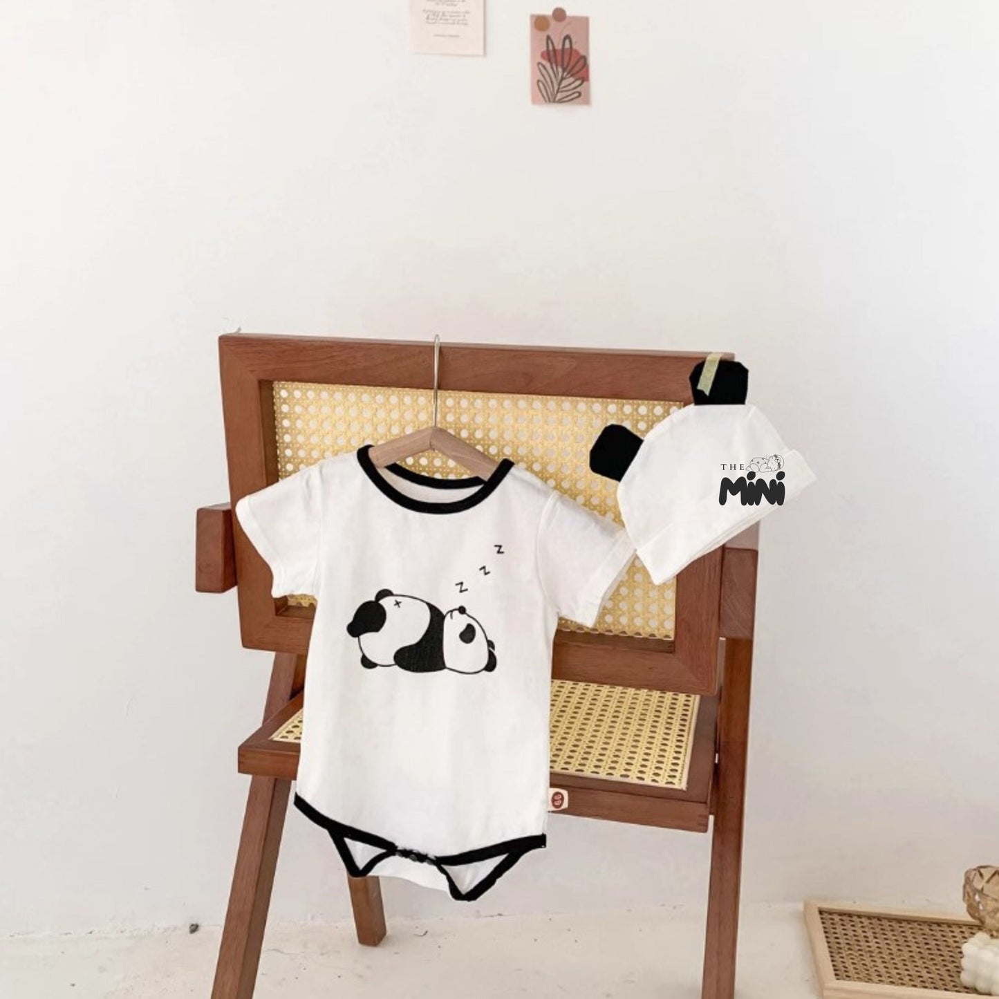 Set em bé Panda - set 2 món bodysuit kèm nón iu iu - B019