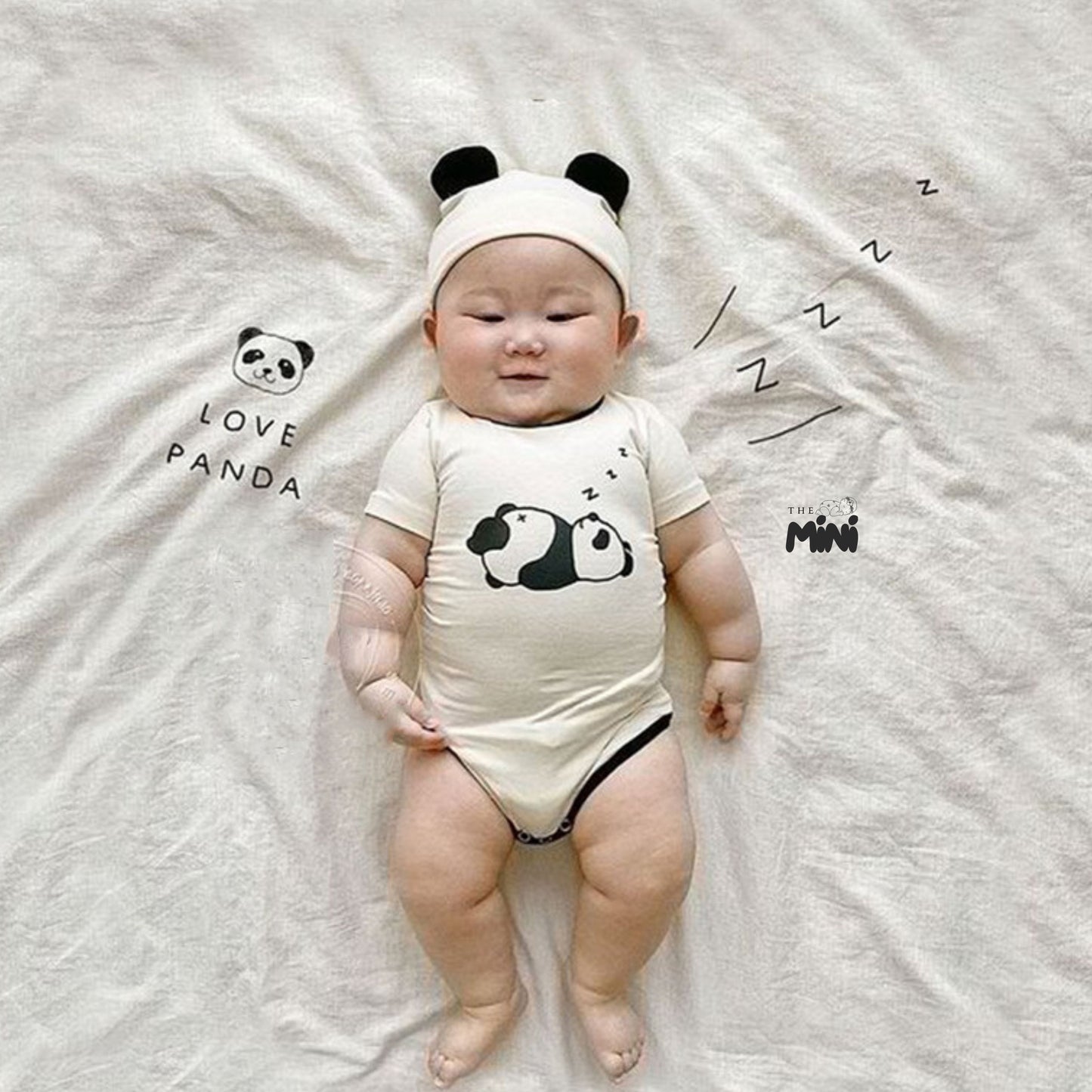 Set em bé Panda - set 2 món bodysuit kèm nón iu iu - B019