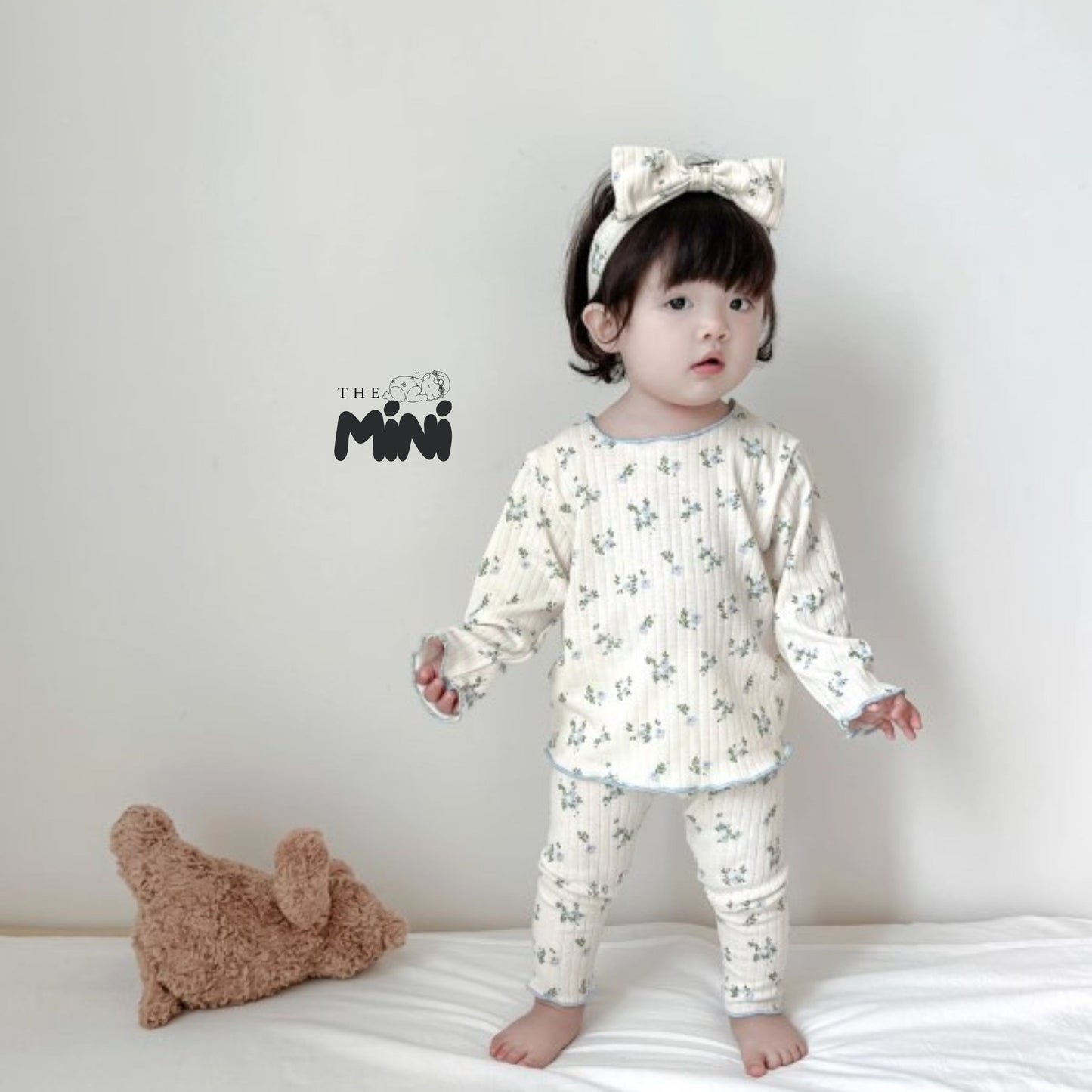 Set Pajama cho bé gái - set 3 món áo quần tách rời + kèm nơ - P004