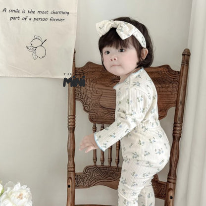 Set Pajama cho bé gái - set 3 món áo quần tách rời + kèm nơ - P004