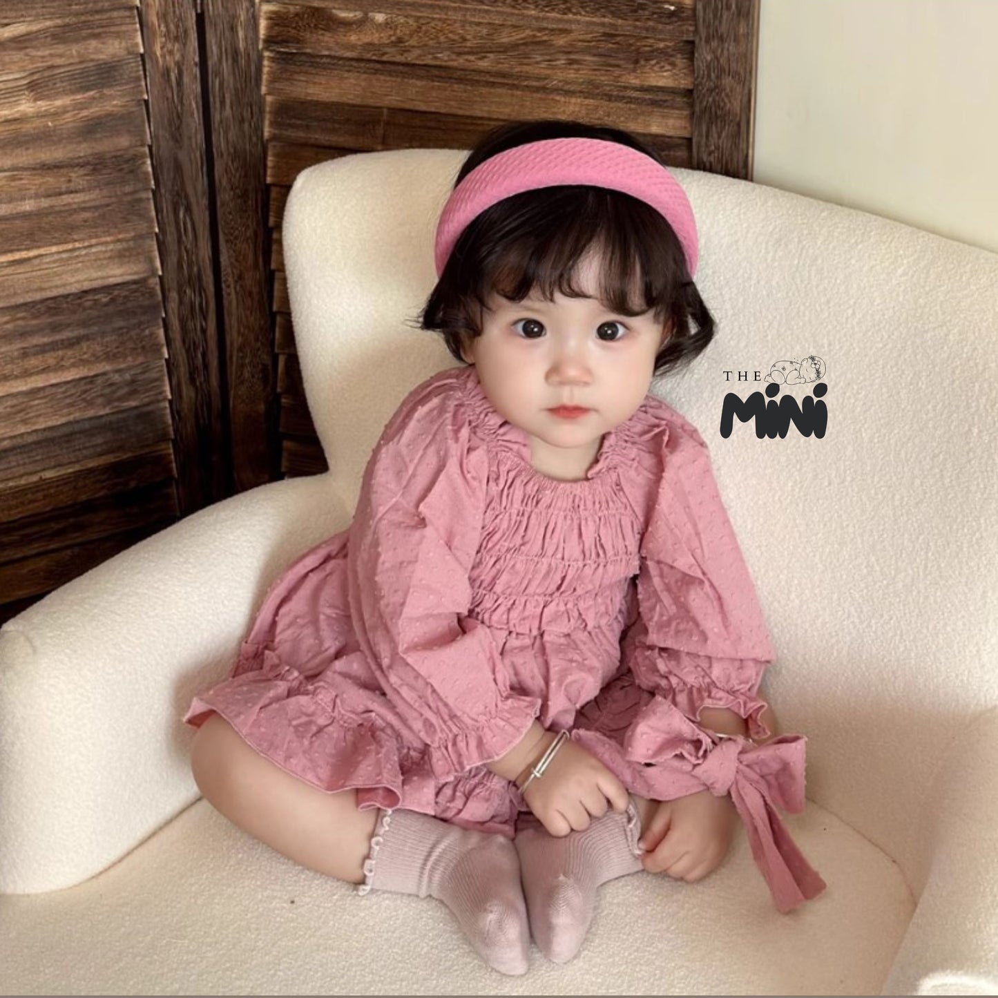 Bodysuit váy hoa công chúa Pink - Set 2 món váy kèm nơ - A075