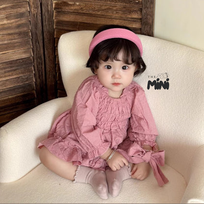 Bodysuit váy hoa công chúa Pink - Set 2 món váy kèm nơ - A075