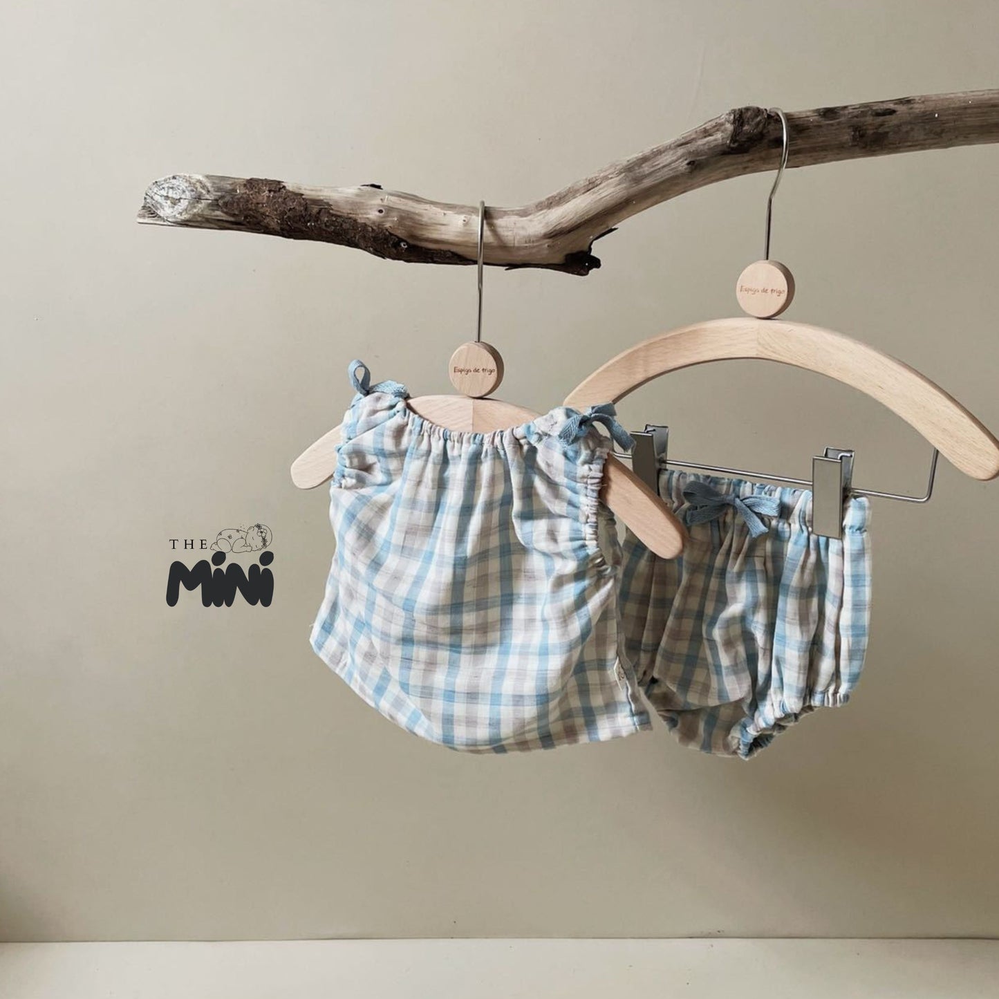 Set váy caro style Hàn - Set 2 món áo kèm quần - 2 màu sọc Xanh Dương và sọc Cam - A090