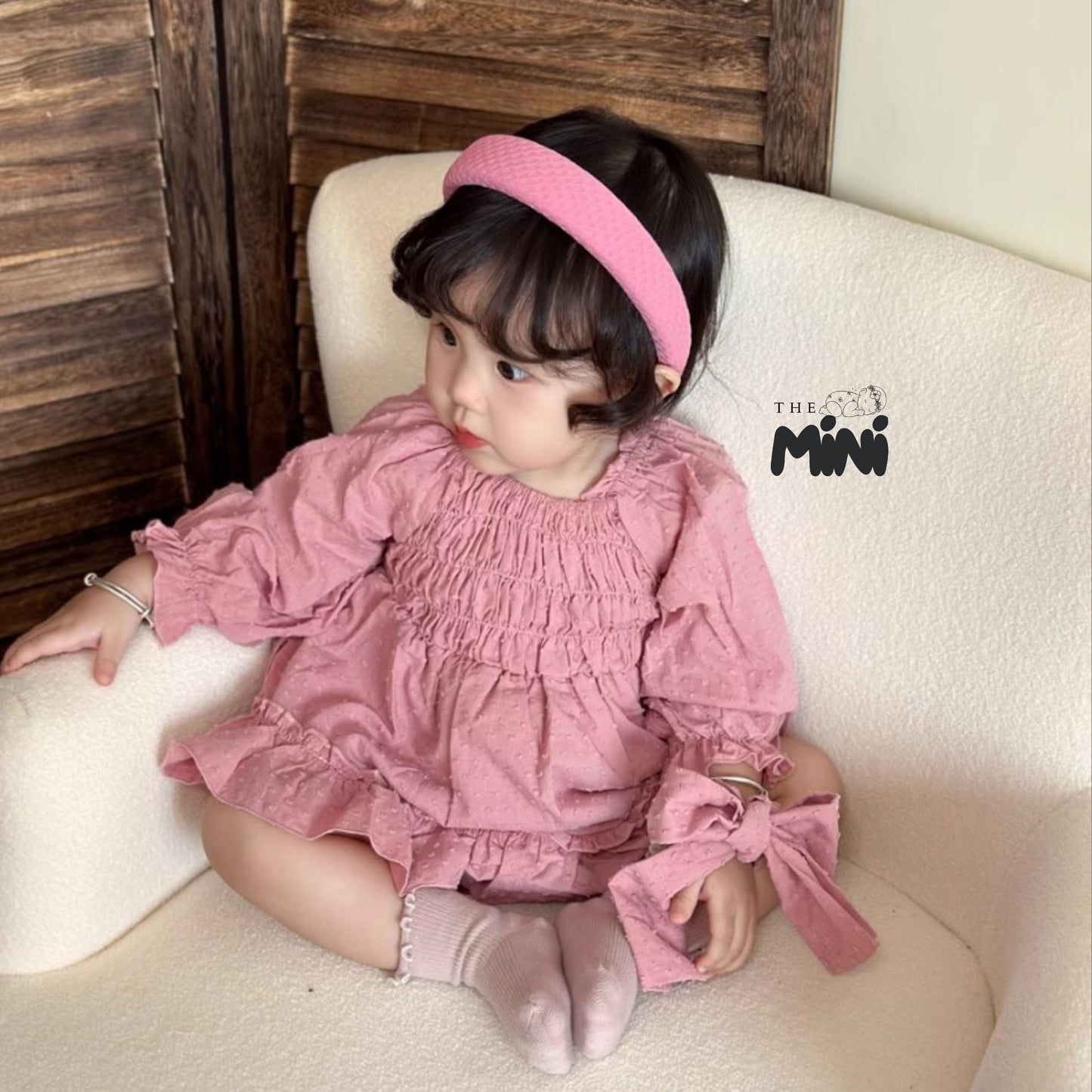 Bodysuit váy hoa công chúa Pink - Set 2 món váy kèm nơ - A075