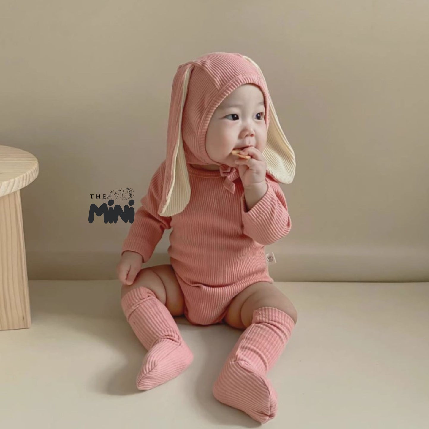 Set thỏ bụ bẫm - M009B - Size 2 tháng đến 18 tháng - Set kèm nón và tất