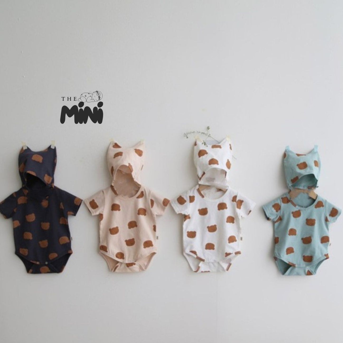 Set pajama cho bé - Set 2 món bodysuit tay cộc kèm nón - B021