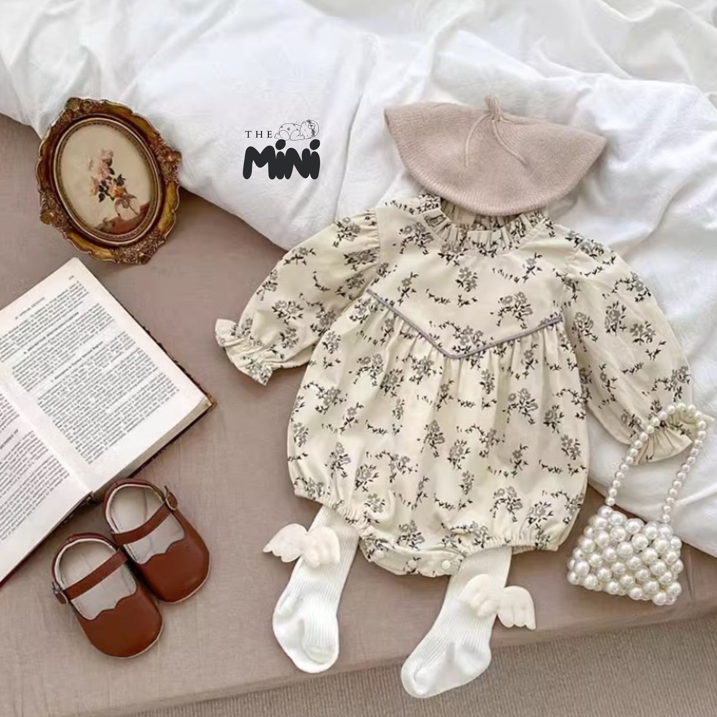 Bodysuit váy hoa nhí style Hàn - Trắng Kem - A076