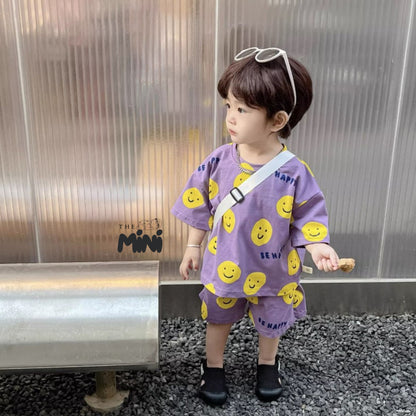 Set áo thun Smiley - B039 - 2 màu - Size 6 đến 18 tháng