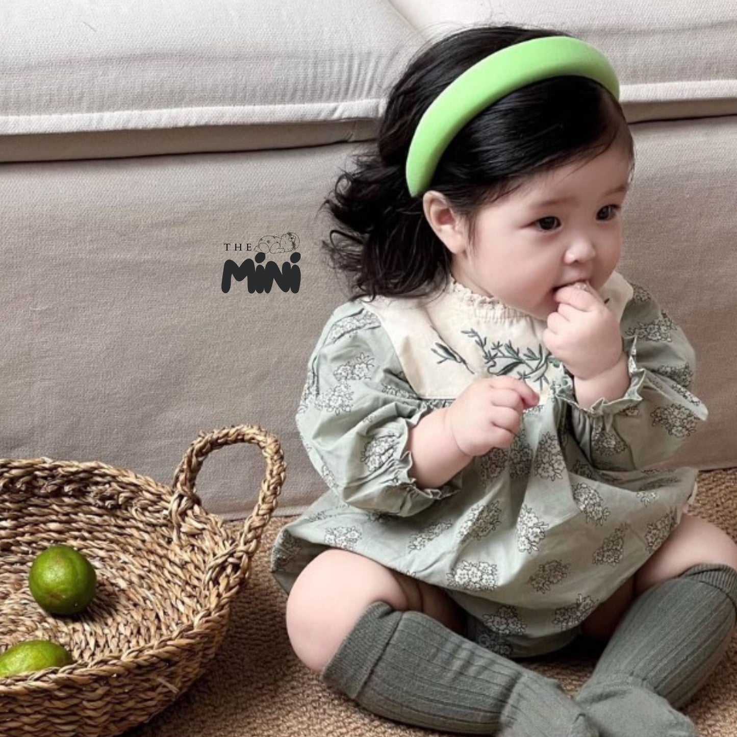 Set váy hoa nhí style Hàn - set 2 món áo quần tách rời - Xanh Trắng - A084