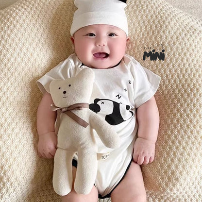 Set em bé Panda - set 2 món bodysuit kèm nón iu iu - B019