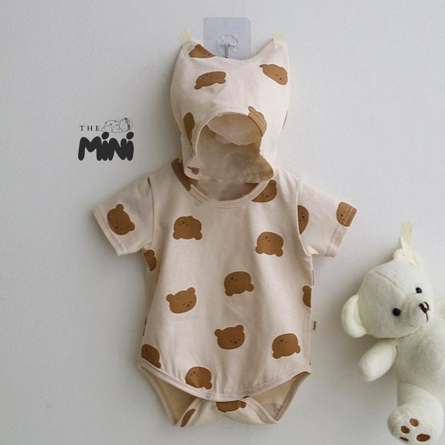 Set pajama cho bé - Set 2 món bodysuit tay cộc kèm nón - B021