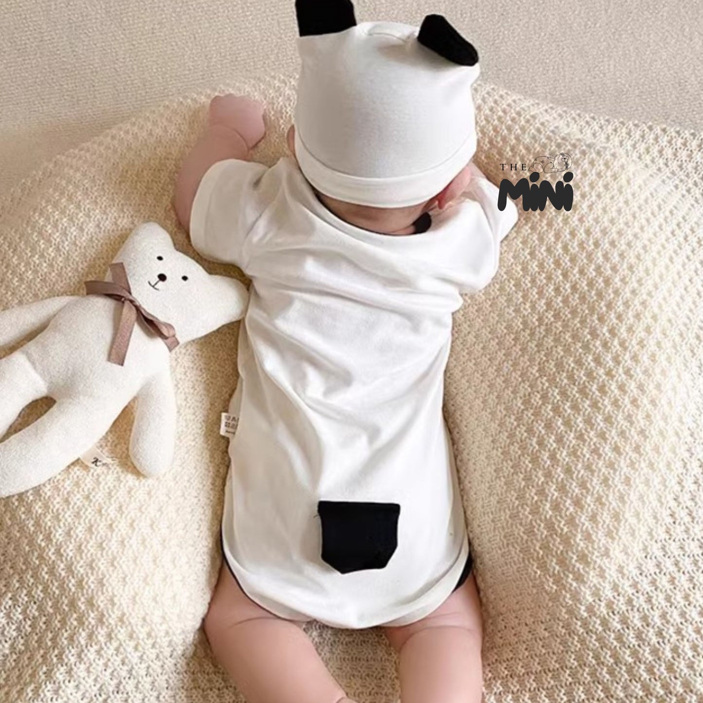 Set em bé Panda - set 2 món bodysuit kèm nón iu iu - B019