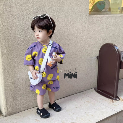 Set áo thun Smiley - B039 - 2 màu - Size 6 đến 18 tháng