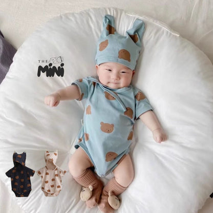 Set pajama cho bé - Set 2 món bodysuit tay cộc kèm nón - B021