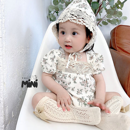 Bodysuit Hoa Nhí Korea - Set bodysuit kèm nón - A049