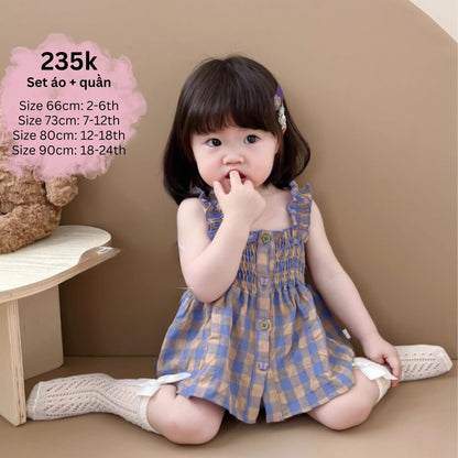 Set caro tím cho bé gái A092