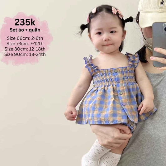 Set caro tím cho bé gái A092