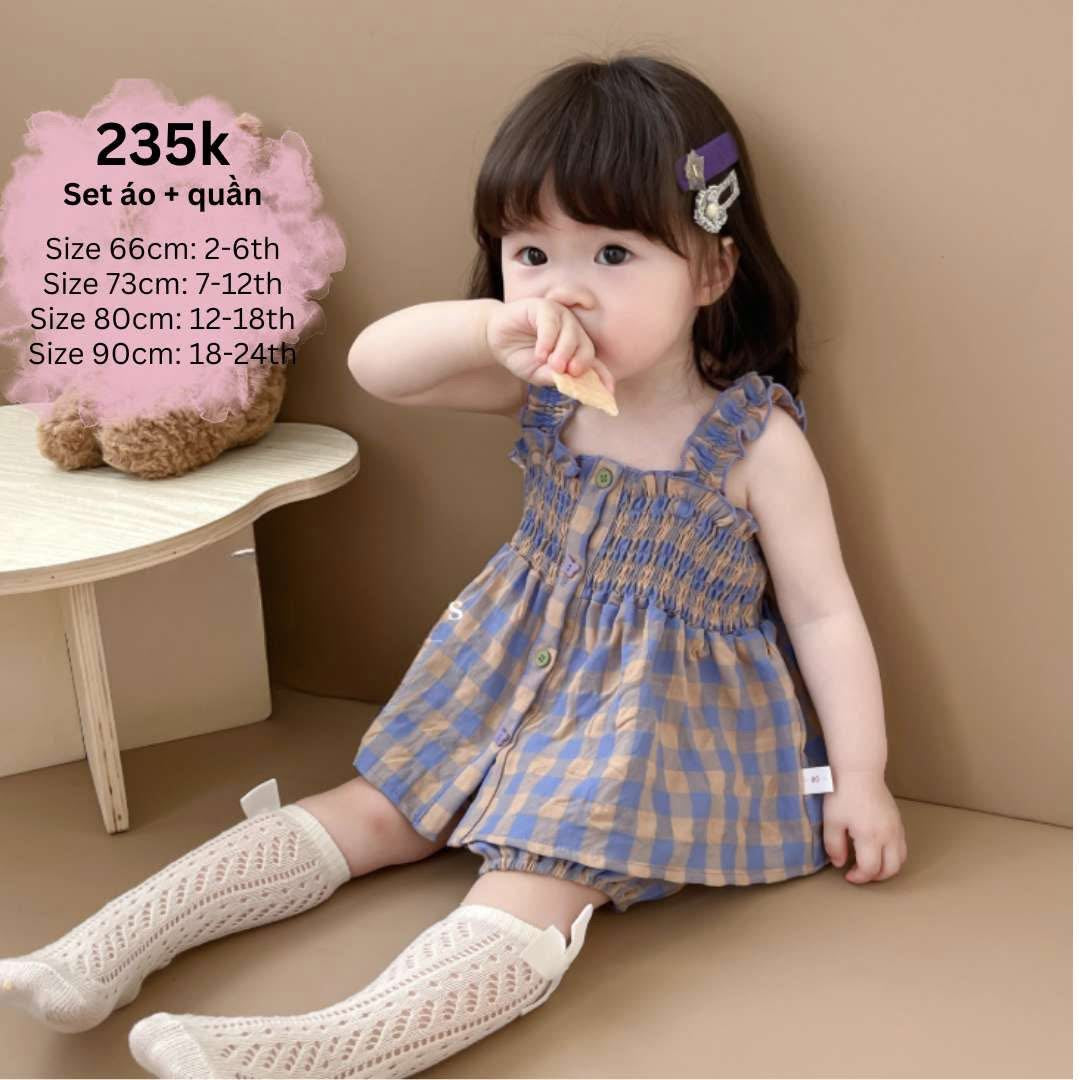 Set caro tím cho bé gái A092