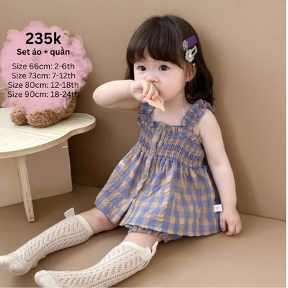 Set caro tím cho bé gái A092